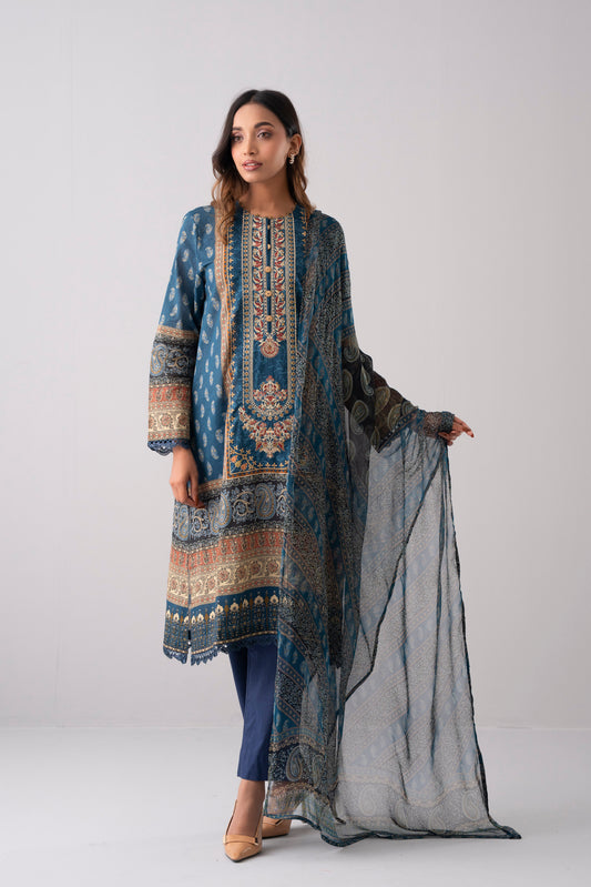 Smart Fit Embroidered and Digital-Printed Two-Piece Lawn