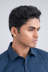 Slim Fit Micro-Printed Formal Shirt