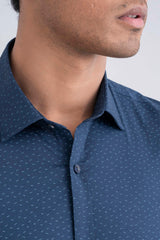 Slim Fit Micro-Printed Formal Shirt