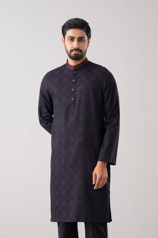 Regular Fit Embroidered Semi-Formal Panjabi