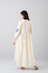 Floral Embroidered Jacquard Long Dress
