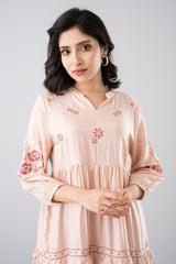 Floral Embroidered Jacquard Long Dress