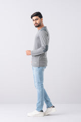 Regular Fit Long Sleeve Micro Stripe Elbow Patch T-Shirt