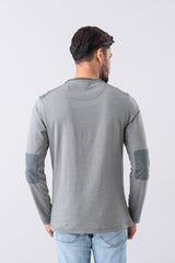 Regular Fit Long Sleeve Micro Stripe Elbow Patch T-Shirt