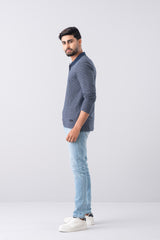 Regular Fit Full Sleeve Jacquard Polo Shirt