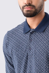 Regular Fit Full Sleeve Jacquard Polo Shirt