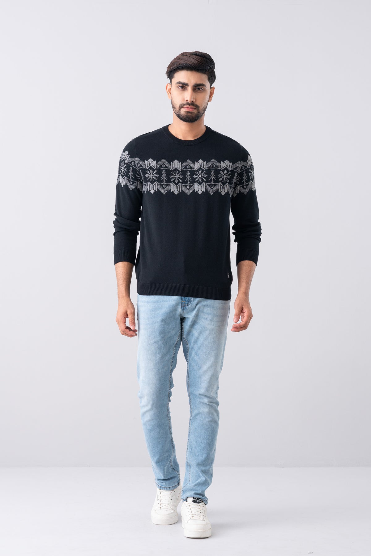 Regular Fit Full Sleeve Jacquard Sweater