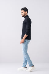 Body Fitted Long Sleeve Turtle Neck Ribbed T-Shirt