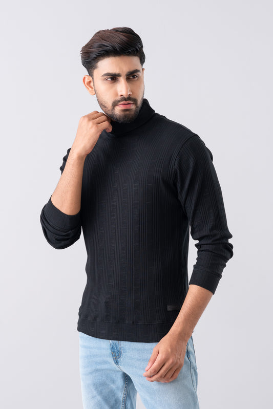 Body Fitted Long Sleeve Turtle Neck Ribbed T-Shirt