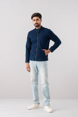 High-Neck Indigo Jacket