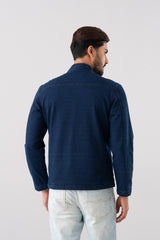 High-Neck Indigo Jacket