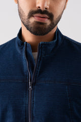 High-Neck Indigo Jacket