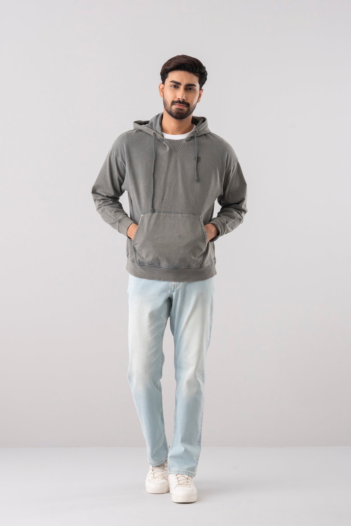 Regular Fit Acid-Washed Hoodie