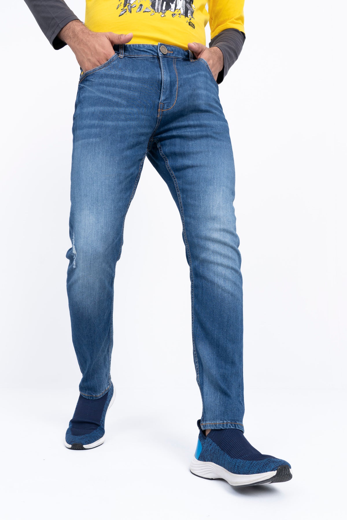 Premium Bright Blue Tapered Fit Jeans