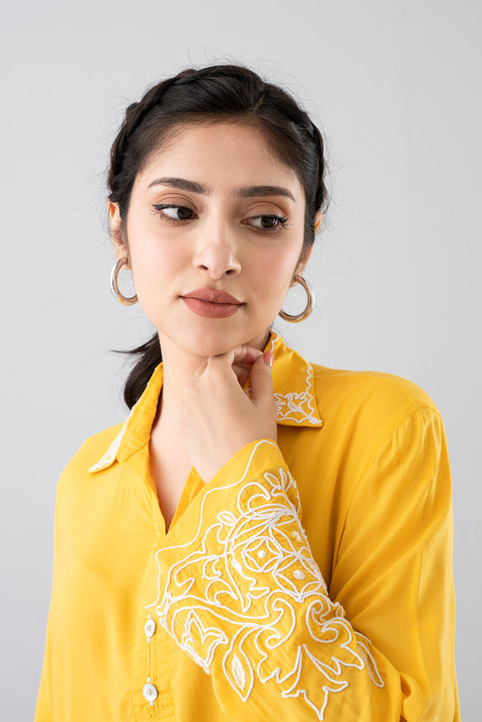 Regular Fit Viscose Embroidered Top - Mystika