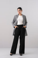 Double-Breasted Checkered Trench Coat