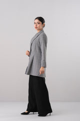 Double-Breasted Checkered Trench Coat