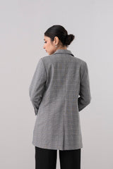 Double-Breasted Checkered Trench Coat