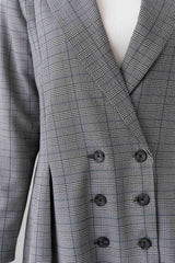 Double-Breasted Checkered Trench Coat