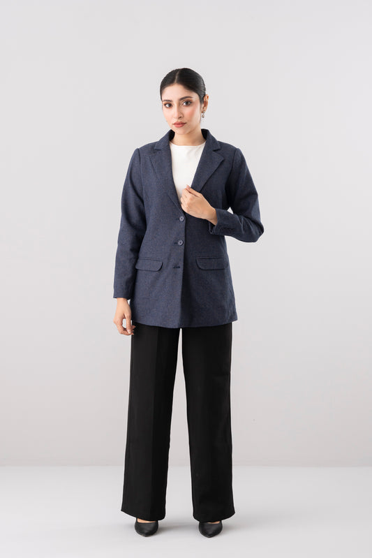 Mid-Length Blazer with Notch Lapel