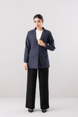Mid-Length Blazer with Notch Lapel