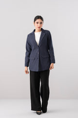 Mid-Length Blazer with Notch Lapel