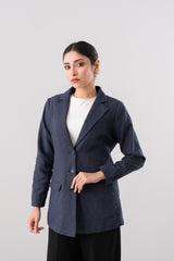 Mid-Length Blazer with Notch Lapel