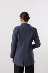 Mid-Length Blazer with Notch Lapel