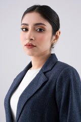 Mid-Length Blazer with Notch Lapel