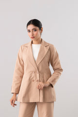 Double-Breasted Blazer with Peak Lapel