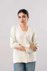 Regular Fit Yarn-Dyed Acrylic Cardigan