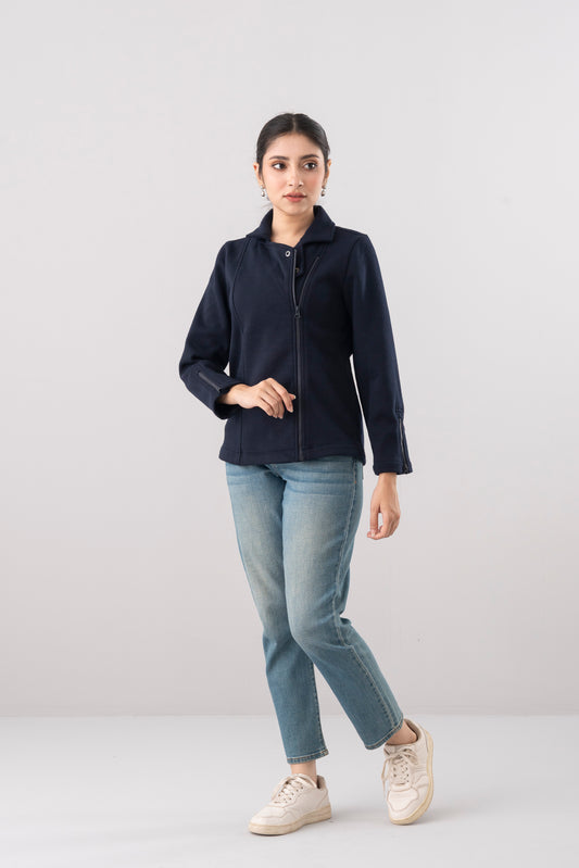 Regular Fit Double-Breasted Twill Jacket