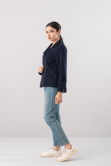 Regular Fit Double-Breasted Twill Jacket