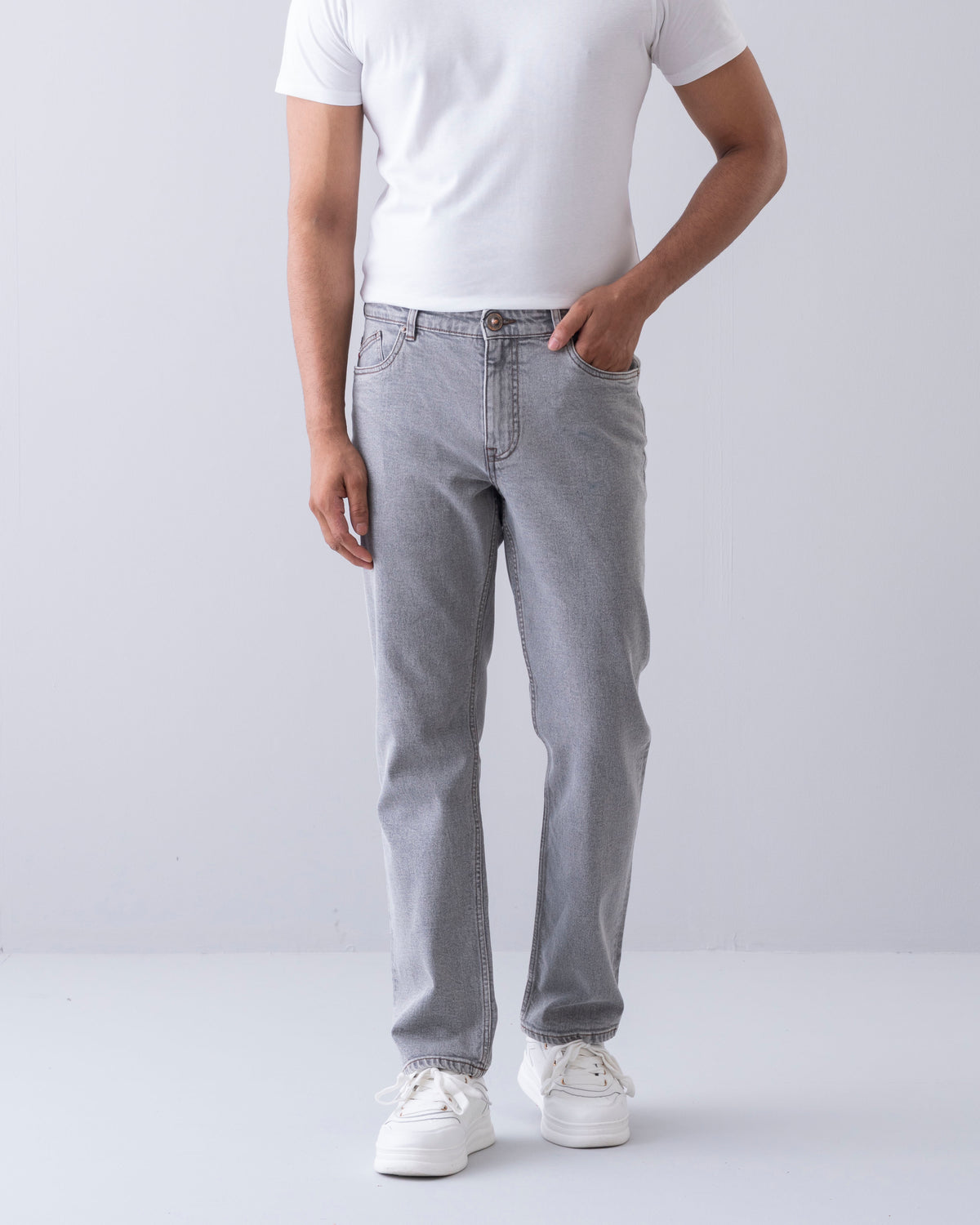 Straight Fit Light Gray Jeans