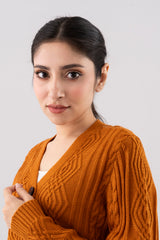 Boxy Fit Full Sleeve Cable Jacquard Cardigan