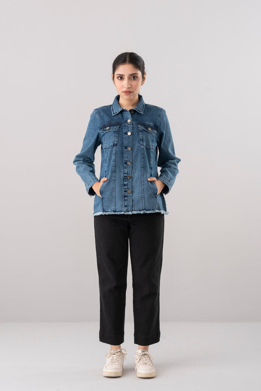 Regular Fit Mid-Washed Denim Jacket