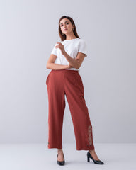 Embroidered Wide-Leg Pants - Mystika