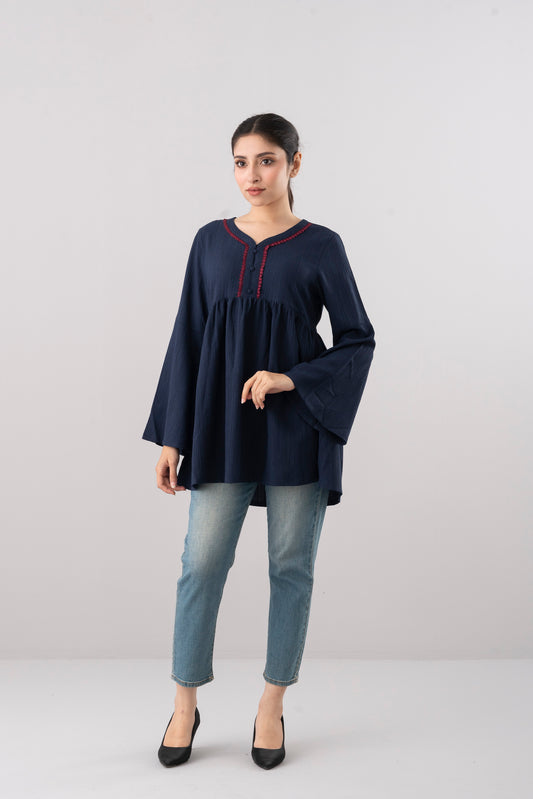 Relaxed Fit Evening Fashion Top with Bell Sleeves