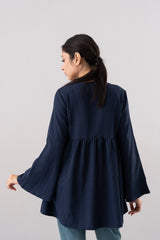 Relaxed Fit Evening Fashion Top with Bell Sleeves