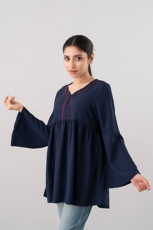 Relaxed Fit Evening Fashion Top with Bell Sleeves