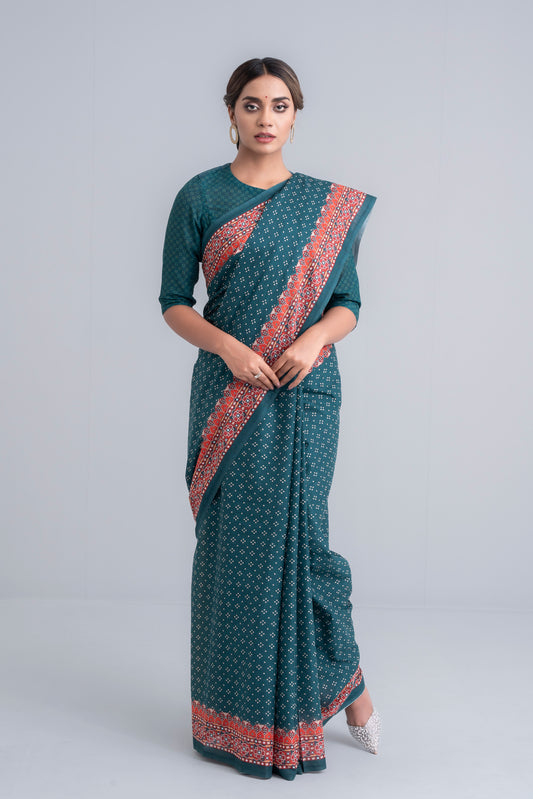 Women's Digital Printed Cotton Lawn Saree