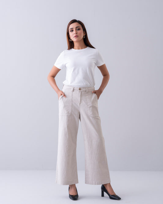 Wide Leg Cargo Twill Pant