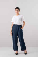 Relaxed Fit Denim-Style Ethnic Pants