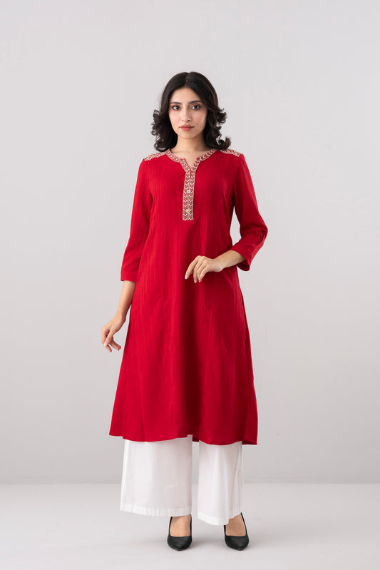 Smart Fit Embroidered Ethnic Kurta