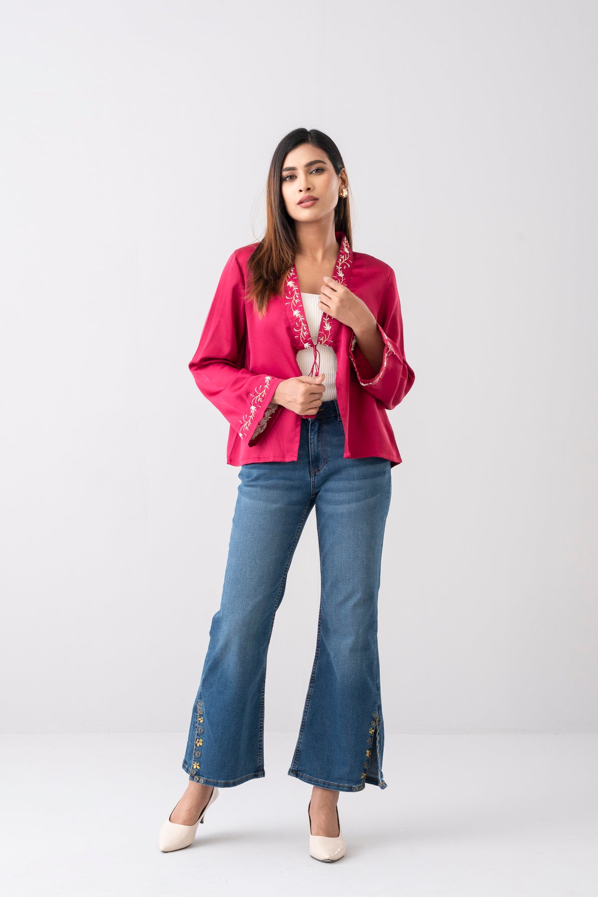 Floral Embroidered Bolero Top