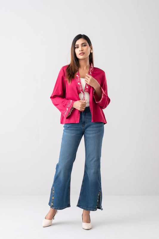 Floral Embroidered Bolero Top