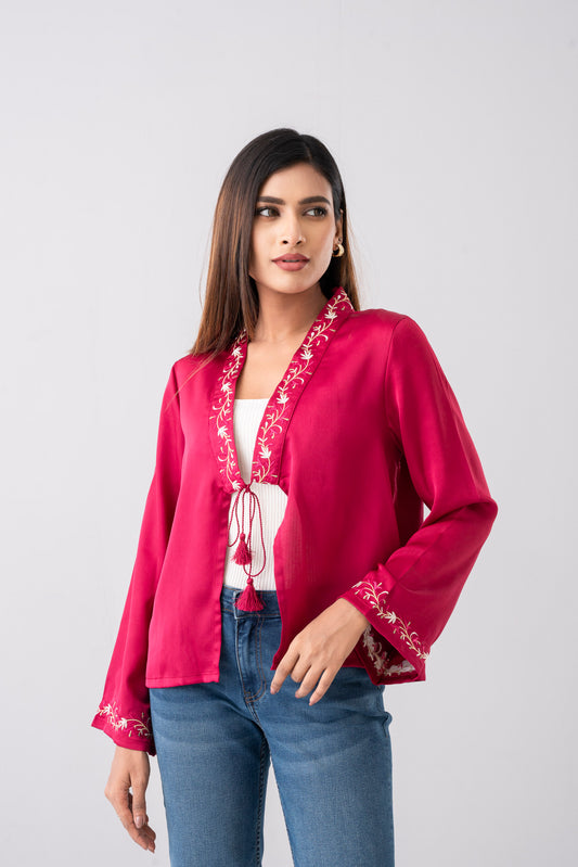 Floral Embroidered Bolero Top