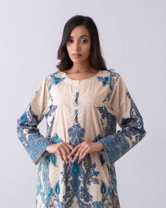 Relaxed Fit Printed One-Piece Lawn kurti