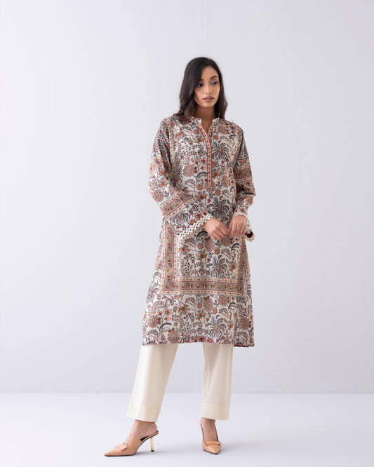 Relaxed Fit Printed One-Piece Lawn Kurti
