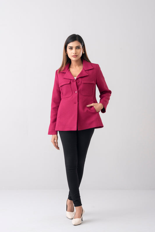 Popcorn Texture Viscose Blazer